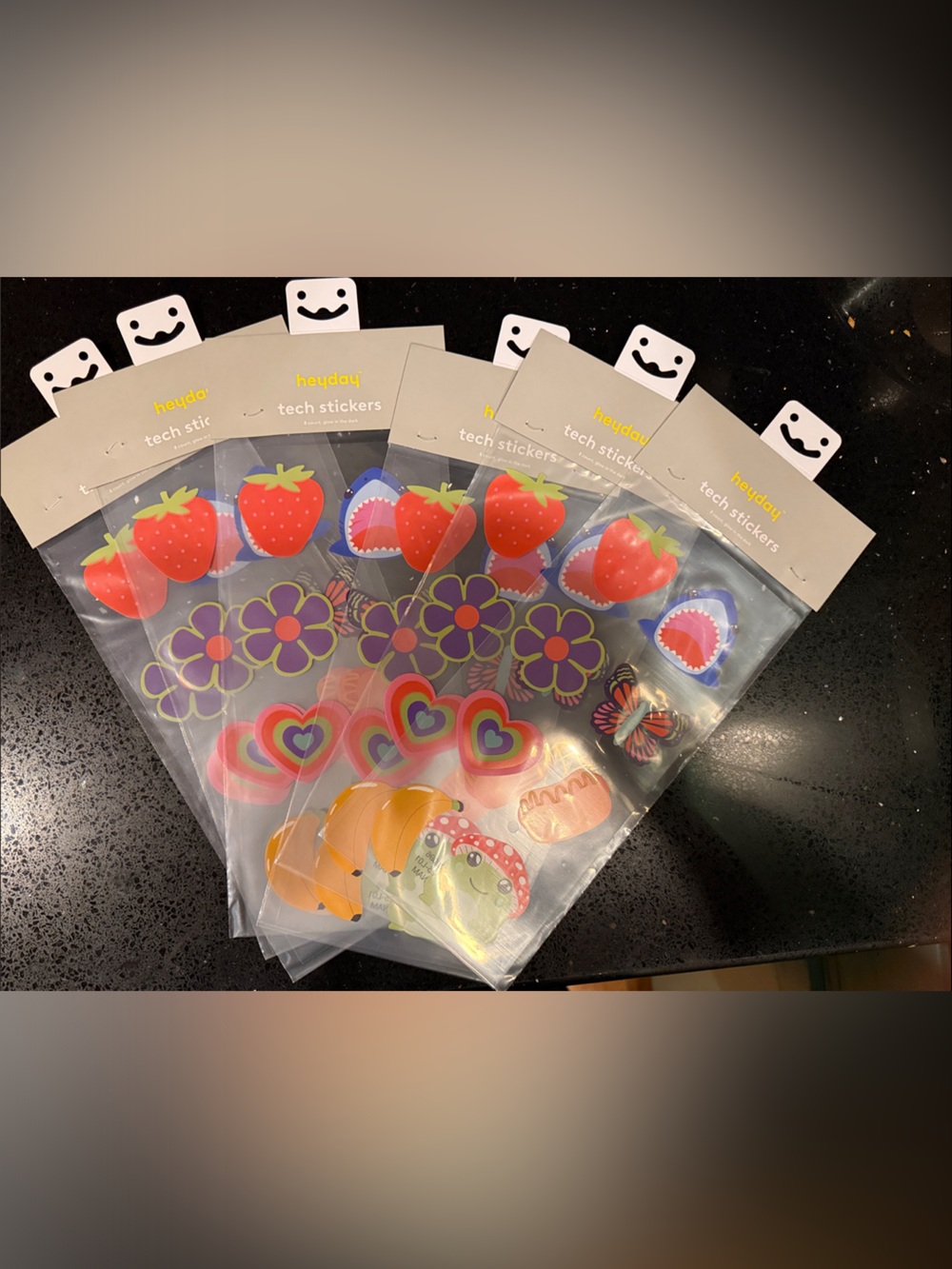 heyday glow-in-the-dark Colorful Strawberry, Heart & Flower Tech Sticker Set